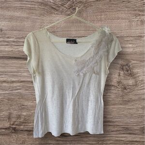 Pink Rose Cream Asymmetrical Fitted Blouse